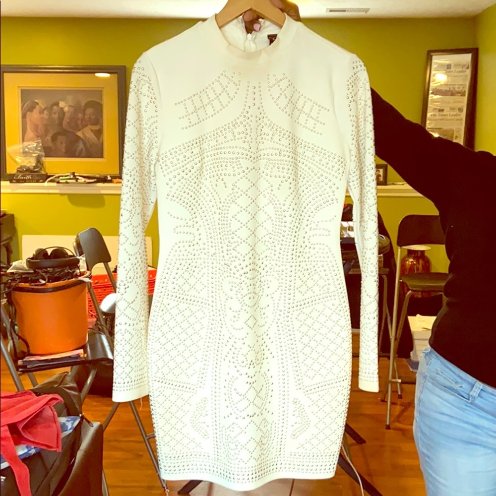 White beaded party dress